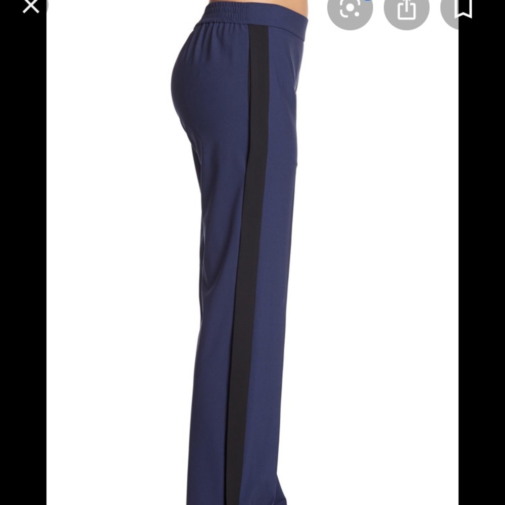 THEORY • blue and black stripe snap dress pull on pant nwt - Picture 7 of 16
